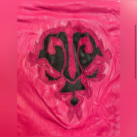 Royal Underground Hot Pink Leather Crinckle Jacket Size Medium - Picture 5 of 7